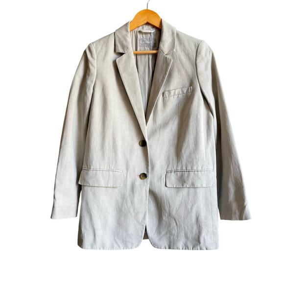 Everlane Khaki The Oversized Blazer In Linen Blend Size 2 - Picture 1 of 6
